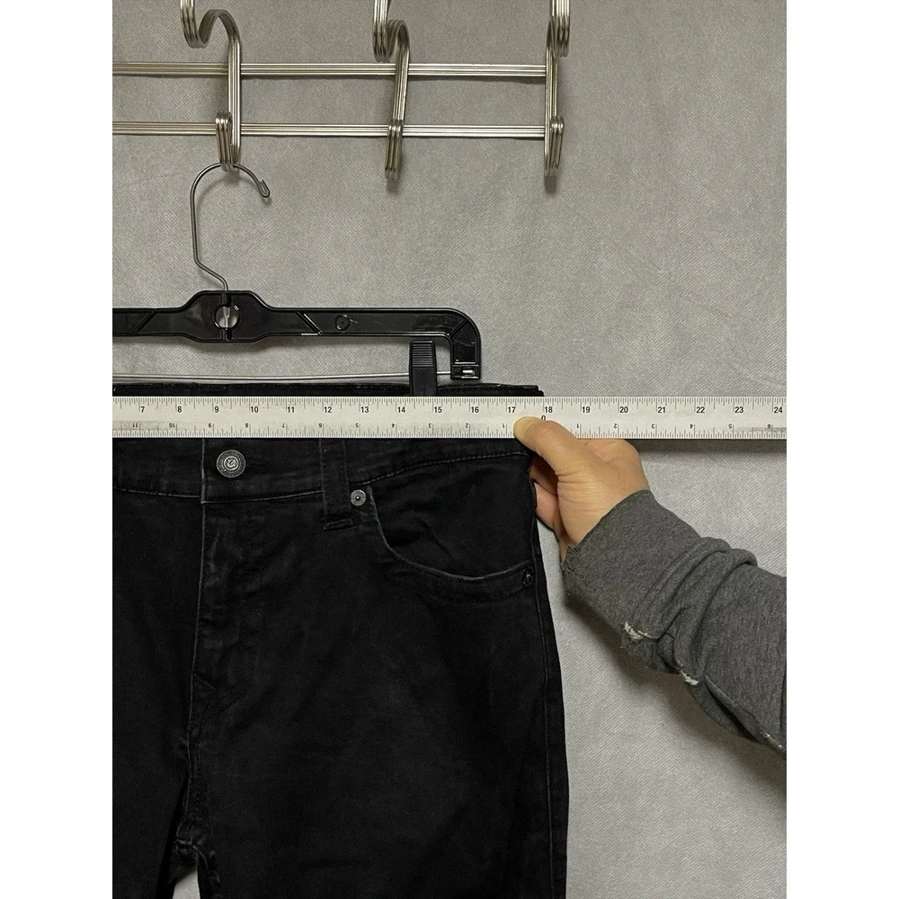 True Religion Jeans Men 33x33 Black Ricky Relaxed Straight Stretch Flap Pockets